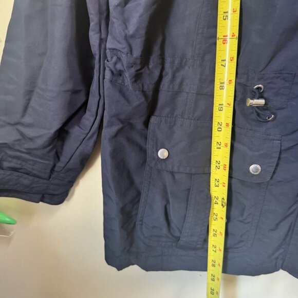 Land’s End Vintage Anorak Weatherproof Hood Zip Lightweight Rain Jacket Navy XL - Picture 16 of 16